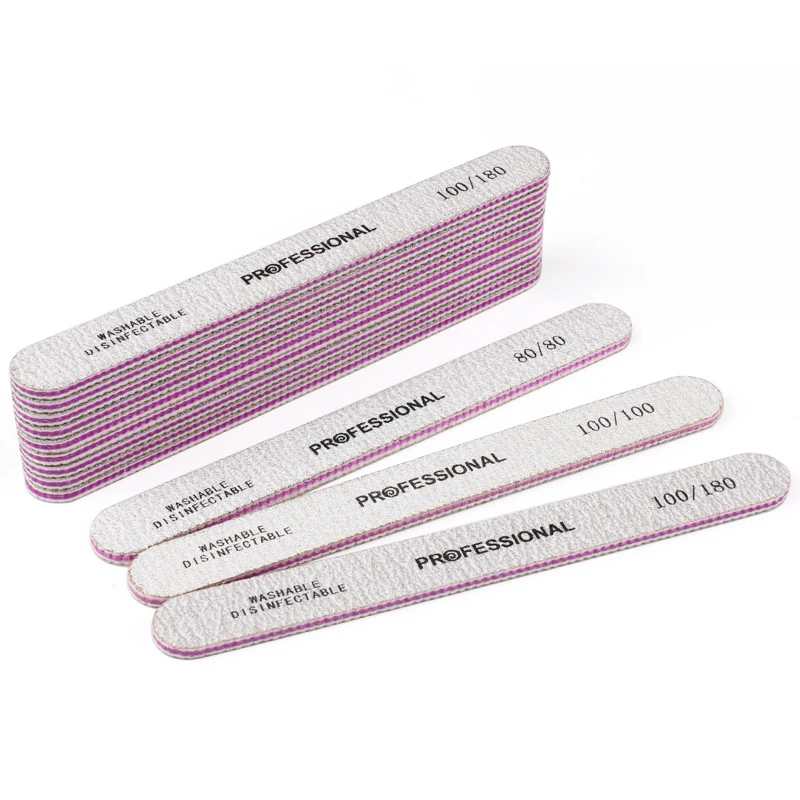 50Pcs Double Sided Sandpaper Nail File 80/100/180 Emery Board Trimmer Manicure Buffer For Manicure Salon Nail Supply