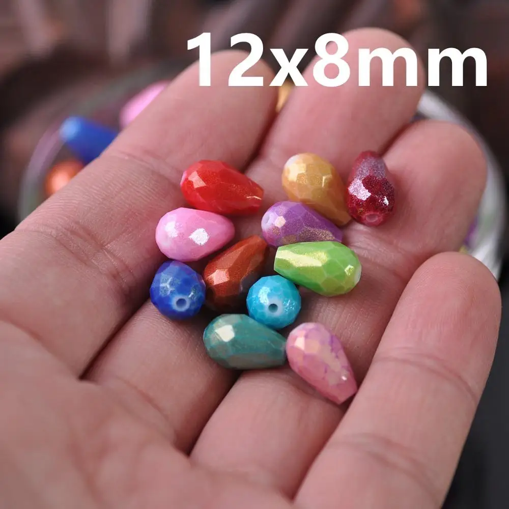 Foil Coated Teardrop Pear Shape Faceted Glass 12x8mm 15x10mm Loose Beads Wholesale for Jewelry Making DIY Crafts