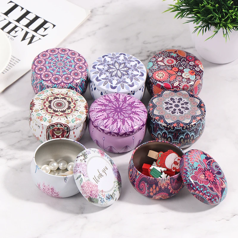 8 Styles Drum-shaped Candy Cookie Box Festive Party Supplies Rose Tea Pot Tin Box Small Fresh Home Garden Personality Candy Box