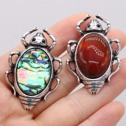 Natural Stone Brooch Insects-shaped Abalone Shell Turquoises Pin Pendant for Jewelry Making DIY Necklace Accessories Brooches