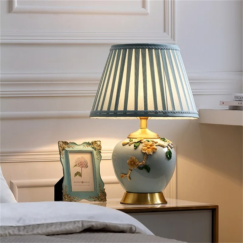 AOSONG Modern Table Lamp Brass Creative Ceramic LED Desk Light Decorative for Home
