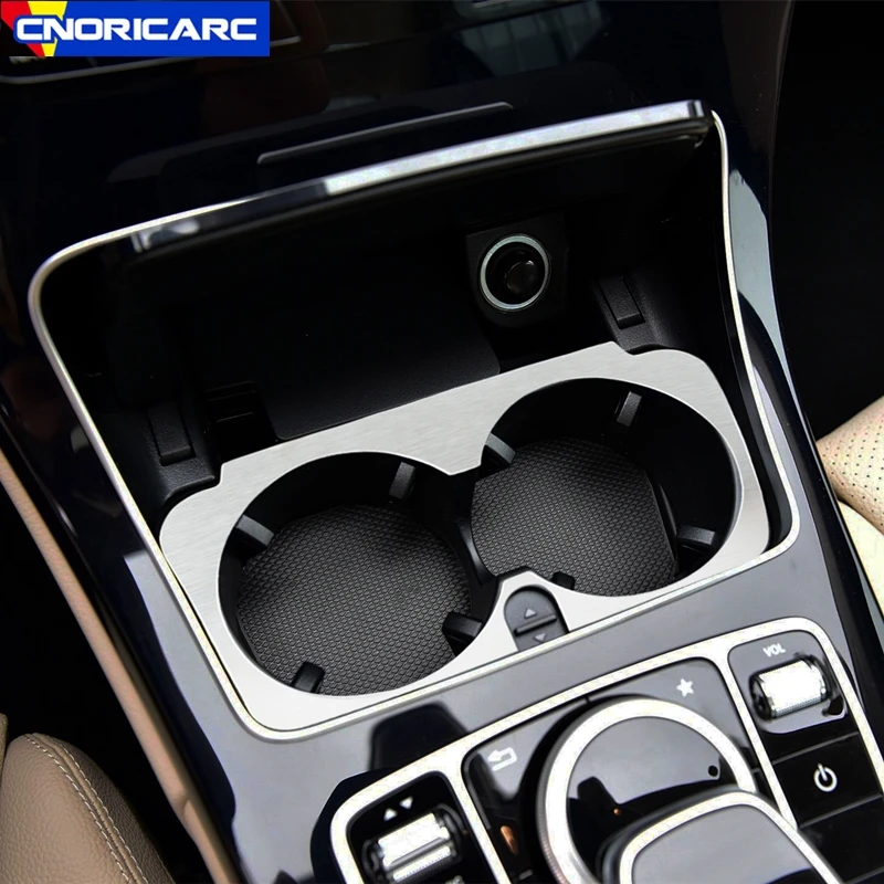 

Alumium Alloy Car Water Cup Holder Frame Decoration Trim For Mercedes Benz C E Class W205 W213 GLC X253 Interior Accessories