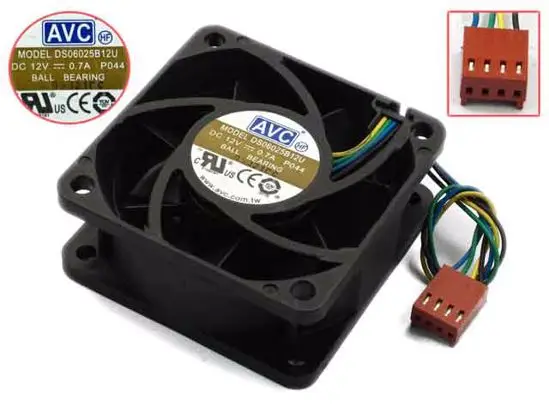 

AVC DS06025B12U P044 Server Cooling Fan DC 12V 0.70A 60x60x25mm 4-wire