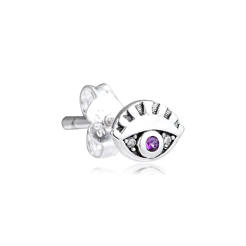 2019 Me Collection My Eye Single Stud Earring for Women 925 Sterling Silver Small Earrings Jewelry Pave Stone Charm Girl Earring