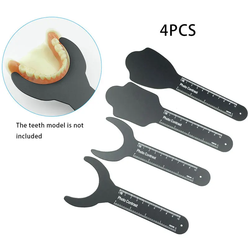 

4pcs/bag Black Orthodontic Dental Photo Contrast Board Palatal Contraster Board with Scale Mark 134 ℃ Autoclavable Dental Tool