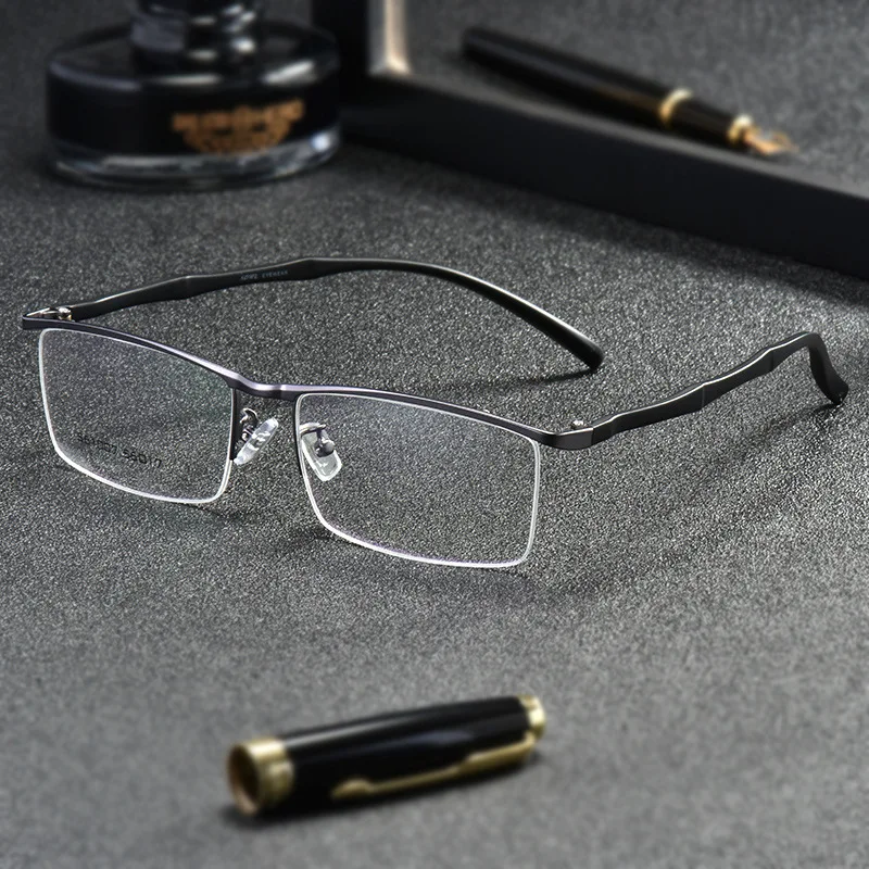 Business Men Browline Half Rim Glasses Frame Metal Alloy Eyeglasses Fashion Optical Eyewear Men's Spectacles Prescription Frames