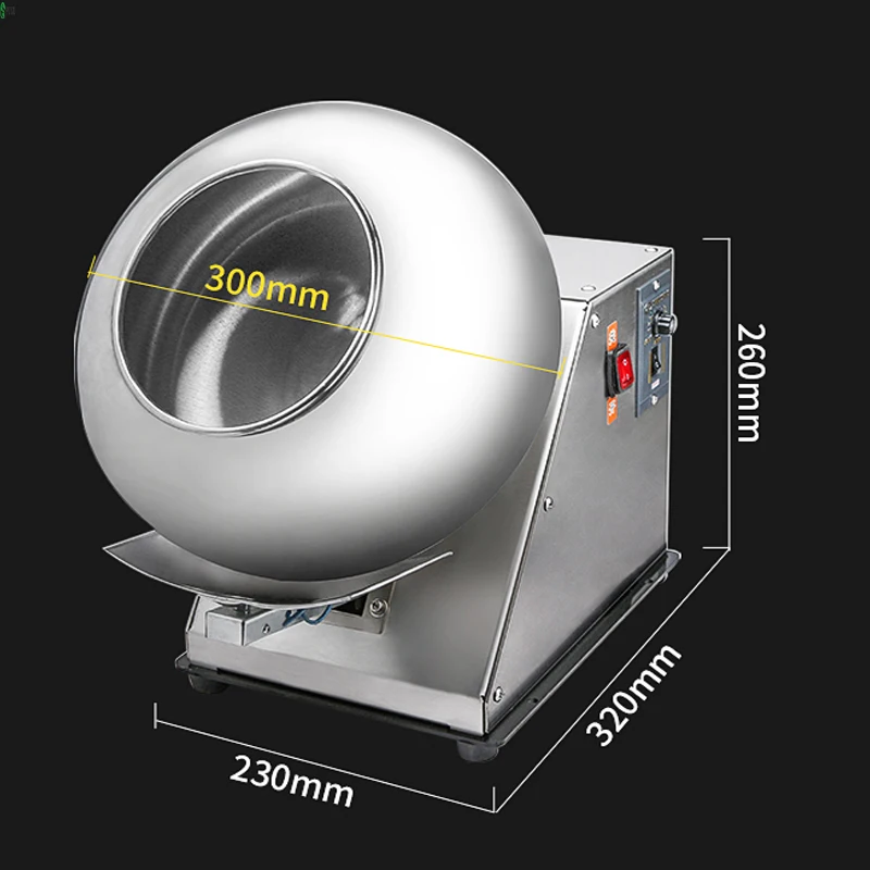 Máquina comercial de polimento de revestimento de açúcar pequeno 220V, aço inoxidável vem com aquecimento, secagem, equipamento de processamento de alimentos 280W