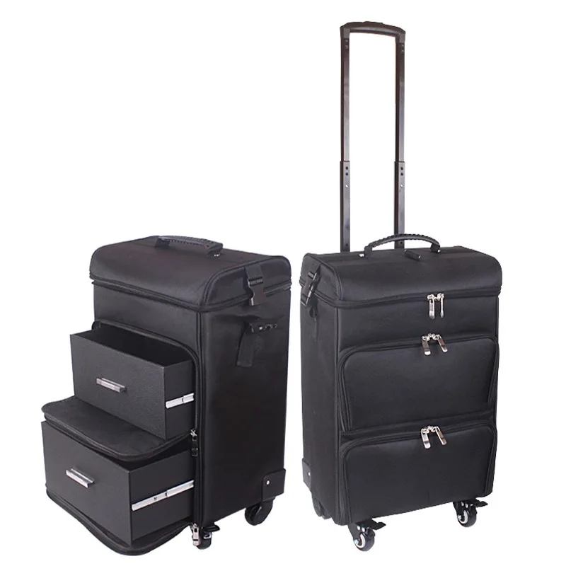 Multifunction Trolley Cosmetic Luggage,Nails Makeup Toolbox Rolling Suitcase, Beauty Tattoo Box Trolley large capacity Luggage