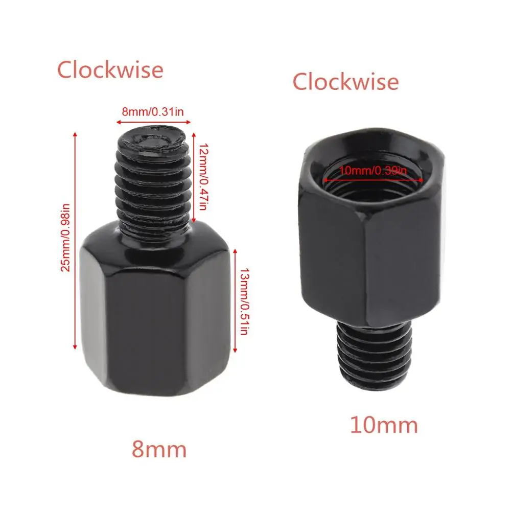 Tornillo de espejo retrovisor de motocicleta, adaptador de rosca, Perno de conversión, en sentido horario y antihorario, 8mm a 10mm, 1 unidad