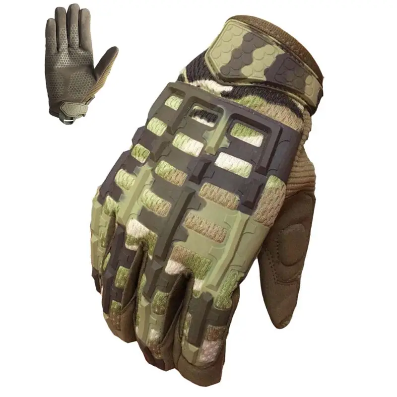 Tactical Mittens Full Finger Gloves Men Airsoft Rubber Knuckle Anti-skip Gloves Protective 6 Colors