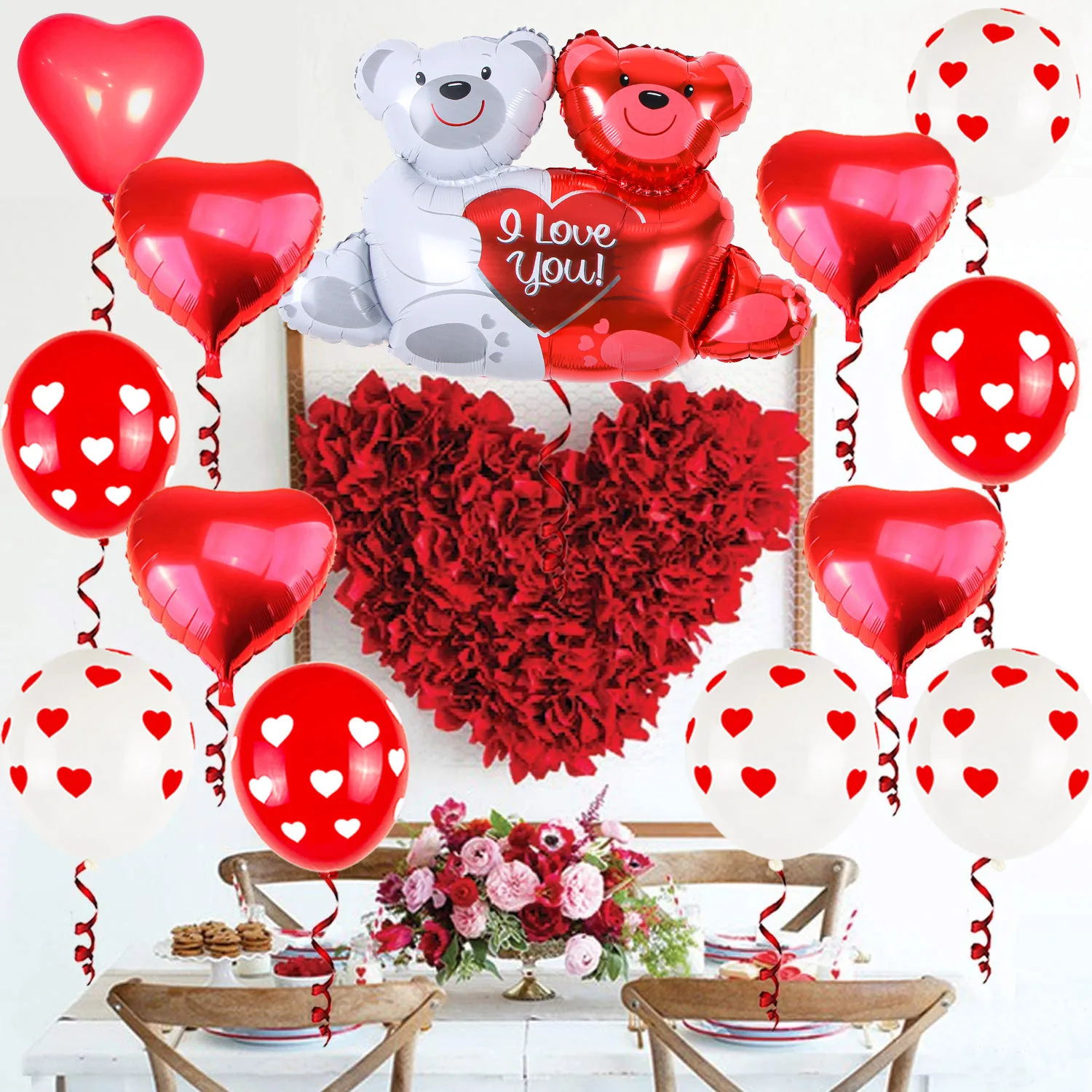 12 Inch Love Printed Balloon 18 Inch Love Hug Bear Confession Wedding Decoration Confession Valentine's Day Balloon