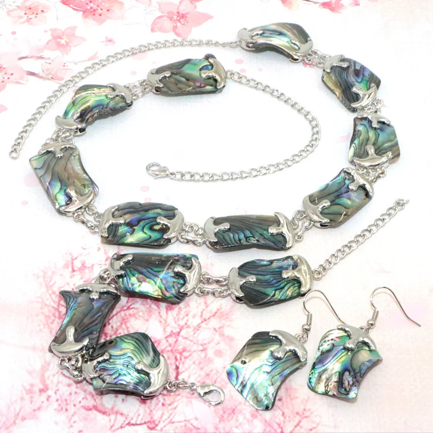 

Fashion Style Natural New Zealand Abalone Shell Necklace Bracelet Earring Set Charm Woman Original Jewelry Banquet Wedding Gift