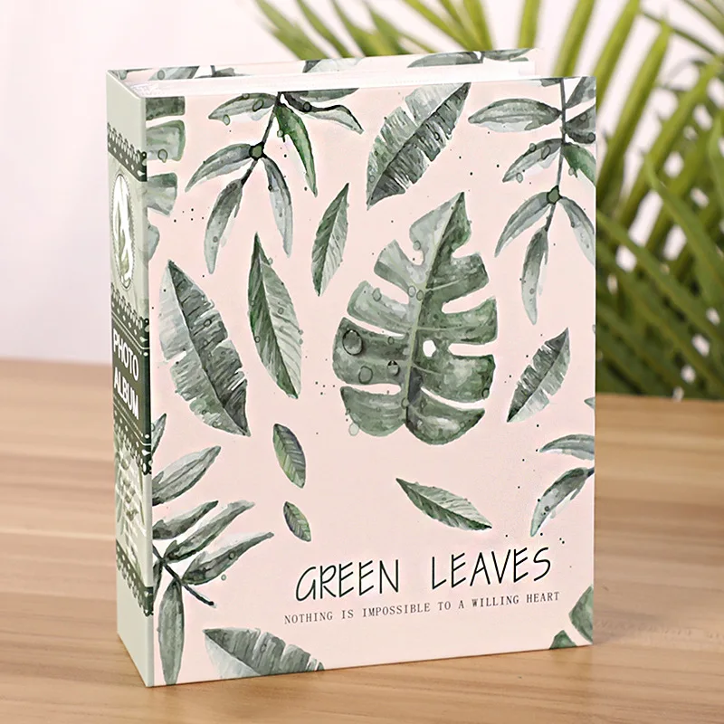 100 Pockets Green Plant Printing Cover 6 inch Photo Album Picture Storage Frame for Kids Gift Scrapbooking Picture Photo Album