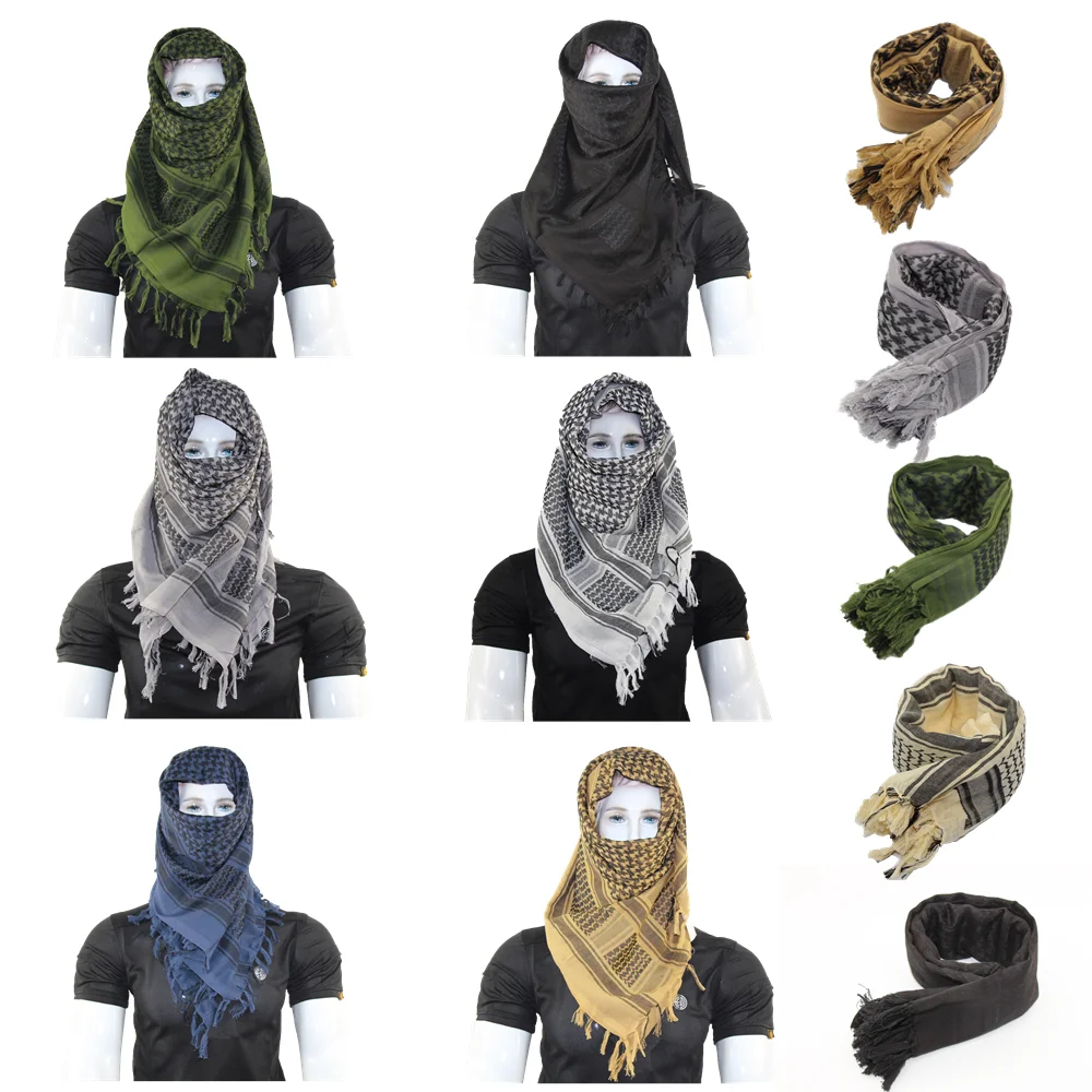 Hunting Tactical Keffiyeh Shemagh Desert Arab Scarf Shawl Neck Cover Head Wrap Hiking Shooting Accessories