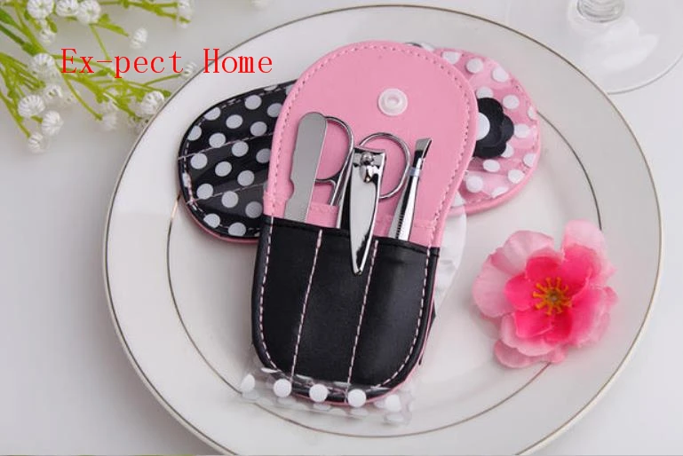 

500pcs Wedding favors gifts Flower Flip-Flop Manicure Set white dot slipper shape nail care set + DHL Free Shipping