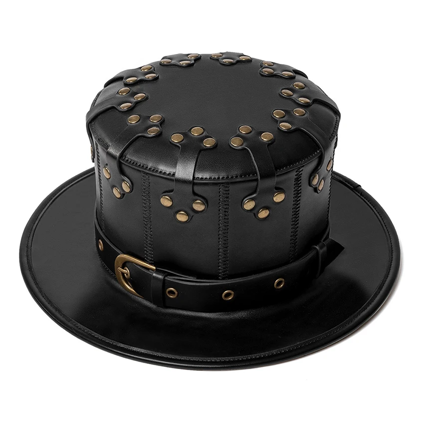 Medieval Witch Steampunk Hat Witcher Wizard Magic Black Pirate Cosplay Gothic Women Halloween Accessory Masquerade Rivet Hat 5