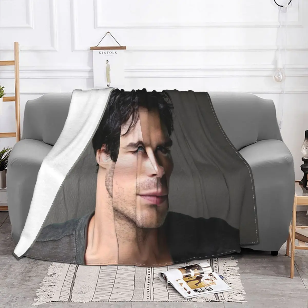 Damon Salvatore Blankets Fleece Decoration Ultra-Soft Throw Blankets for Bedding Bedroom Plush Thin Quilt