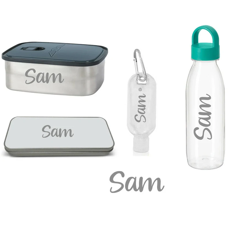 Back To School Labels Custom Name Stickers 4 For $3 Any Colour DIY Personalise Pencil Case Bottle Hand Sanitiser Lunch Box Vinyl