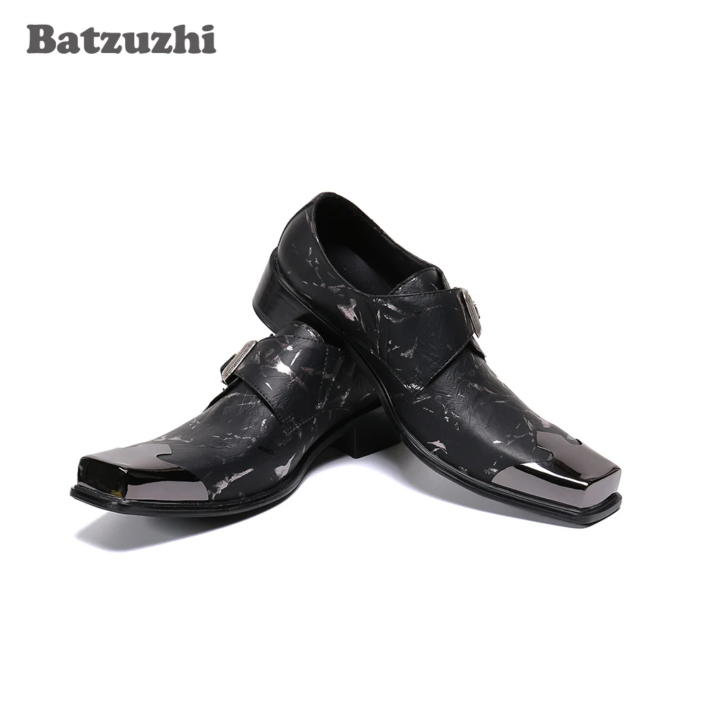 

Batzuzhi Leather Mens Dress Shoes Zapatos Hombre Vintage Metal Toe Designer's Chaussure Homme Luxury Male Formal Party Shoes