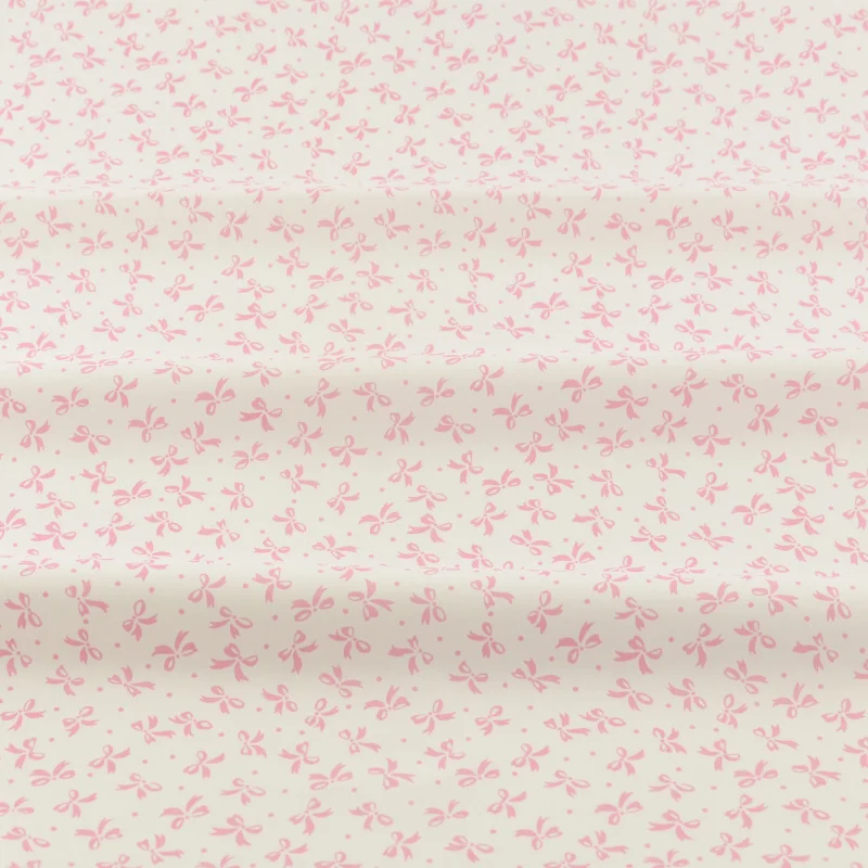 Disegni di fiocchi rosa Tecido bianco 100% tessuti di cotone decorazioni Patchwork per cucire biancheria da letto densa e morbida panno in Twill 6