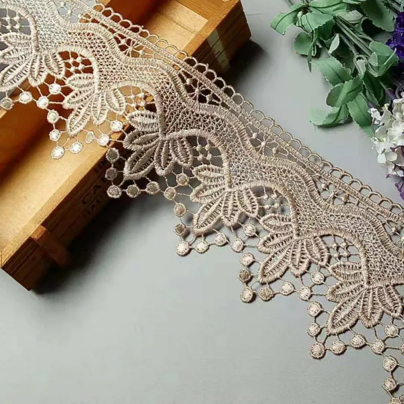 

2 Yard Flower Embroidered Lace Trim Ribbon Applique DIY Sewing Craft Crochet Fabric Edging Trimmings Vintage Wedding Dress