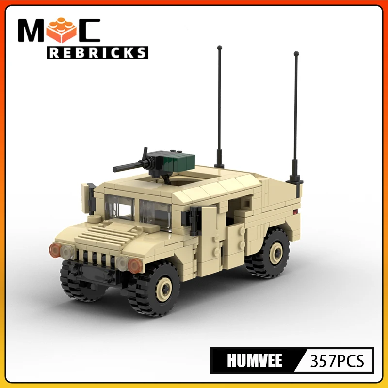 Military Series Humvee Armoured Vehicle MOC Building Block Loadable role SWAT Car Assembly Model Bricks Kit Kids Toy Gift