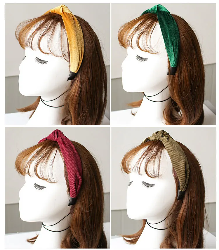 Fashion Solid color headband headband retro knotted gold goose down wild Women hair accessoriesr