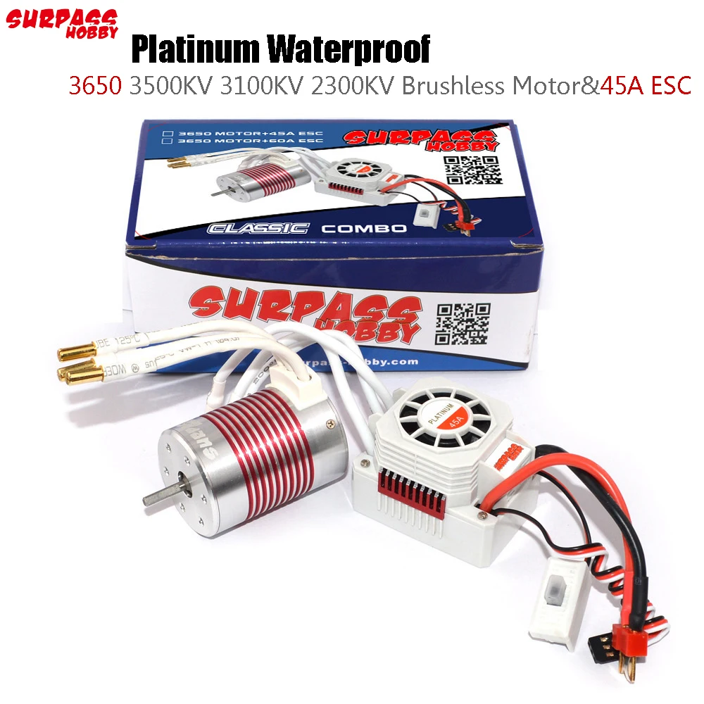 

Platinum Set Waterproof 3650 3500KV 3100KV 2300KV Brushless Sensorless Motor With 45A ESC For 1/10 RC Car Truck Toy