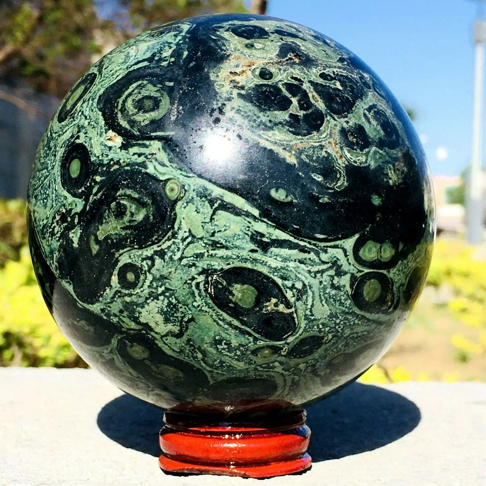 

Natural Eye Green Kambaba Jasper Stromatolite Crystal Sphere Ball Madagascar Heal