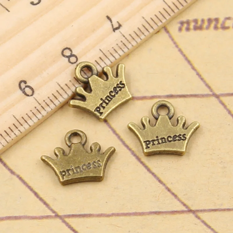 20pcs Charms Crown Princess 13x11mm Tibetan Bronze Silver Color Pendants Antique Jewelry Making DIY Handmade Craft