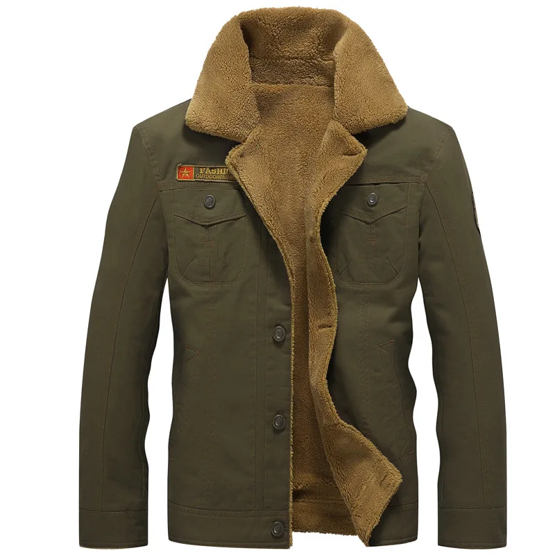 Fad Winter Bomber Jacket Men Air Force Pilot MA1 Jacket Warm Male fur collar Mens Army Tactical Fleece Jackets Drop Shipping