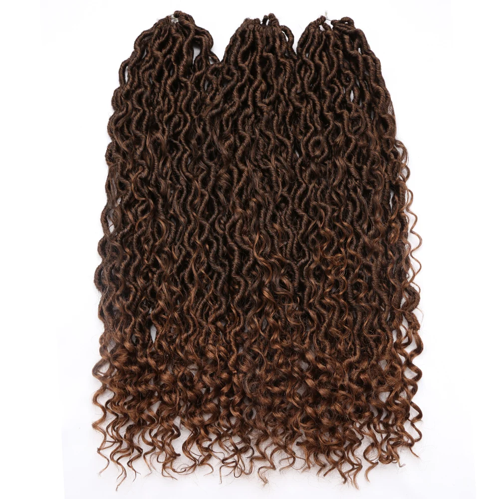 Synthetische Göttin Locs Häkeln Haar Zöpfe Lockige Faux Locs Flechten Haarverlängerungen Perücke Für Frauen Schwarz Hippie Boho Stil – Detail 8