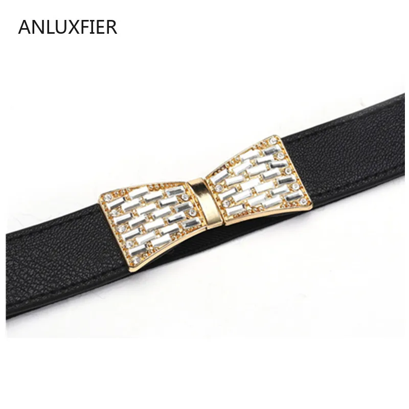 

H9874 Women Black Belt Korean Elastic Waist Seal High Quality Fashion All-match Girdle Female Diamond Decoration Cummerbunds