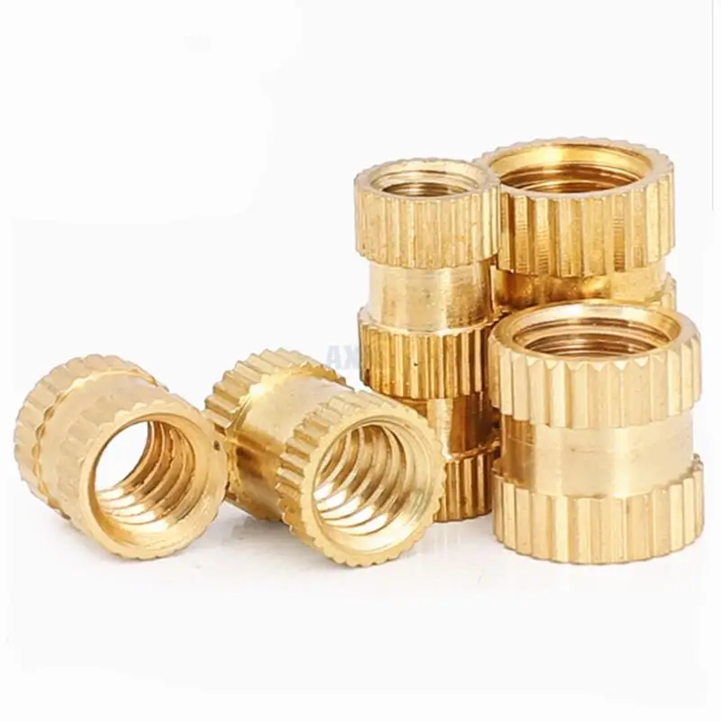 5/10/25pcs M2 M2.5 M3 M4 M5 M6 M8 M10 Solid Brass Pure Copper Metric Thread Injection Molding Knurl Insert Nut Nutsert Embedded