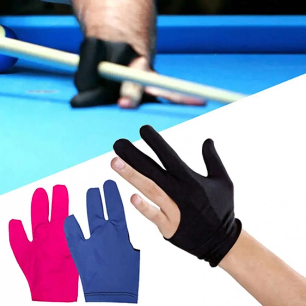 

Unisex Spandex Snooker Billiard Cue Glove Pool Left Hand Open Three Finger Accessory 2021 NEW Billiard Accessories