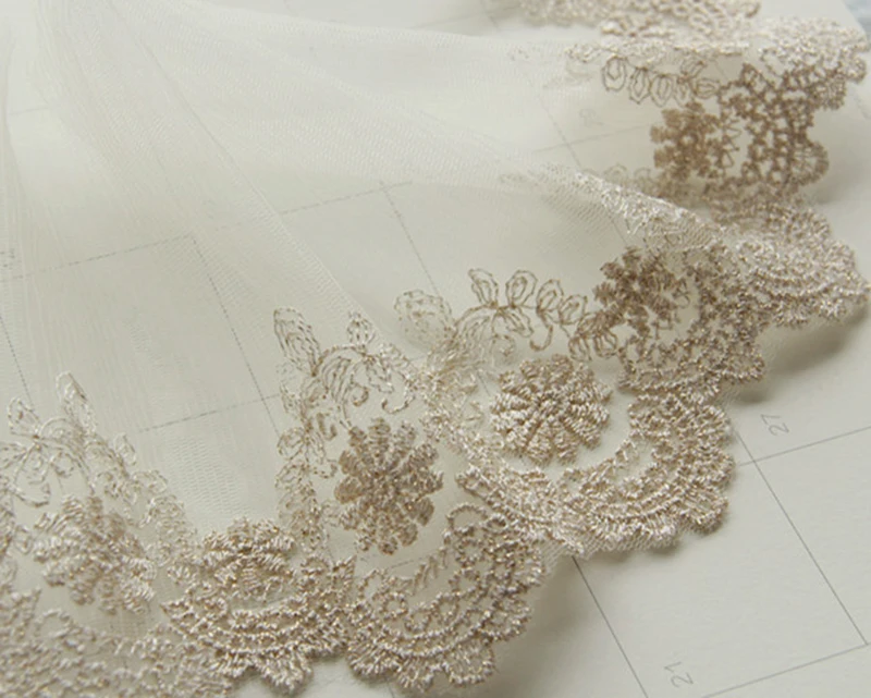 

20Yards 11cm Embroidered Net Lace Trim Fabric DIY Wedding Headdress Decoration Sewing Handmade Materials Golden Ribbon Tape