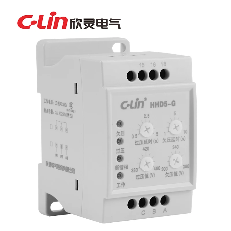 C-Lin HHD5-G (XJ11,XJ3-D) New Original Undervoltage phase failure phase sequence protection relay (substitution HHD5-F) AC380V