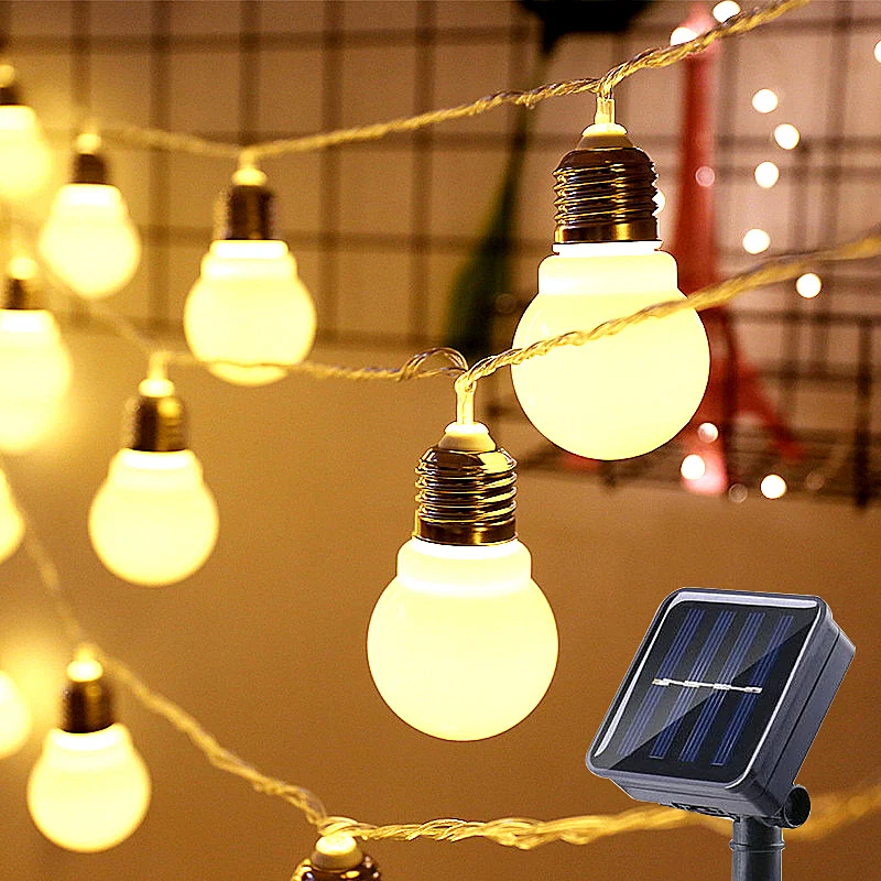 Solar Globe Bulb String Lights 10LED 20LED Solar LED String Lights G50 Globe Bulbs Light Waterproof Outdoor Solar Garden Lights