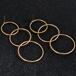 Hot fashion hoop earrings long interlocking Earrings geometric metal earrings Personality quality For Women girlfriend Girl gift