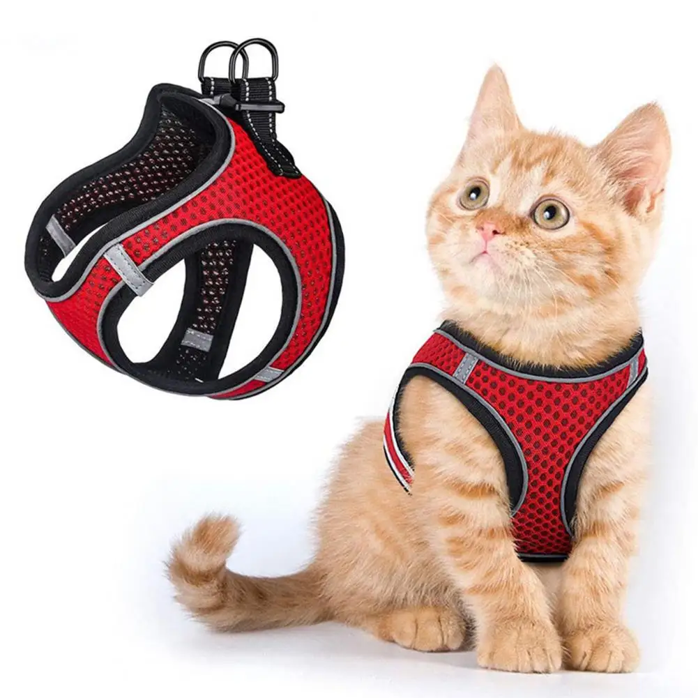 1pc Pet Chest Strap Reflective Stripes Pressure Reduction Breathable Pet Cats Vest Harness Pet Products