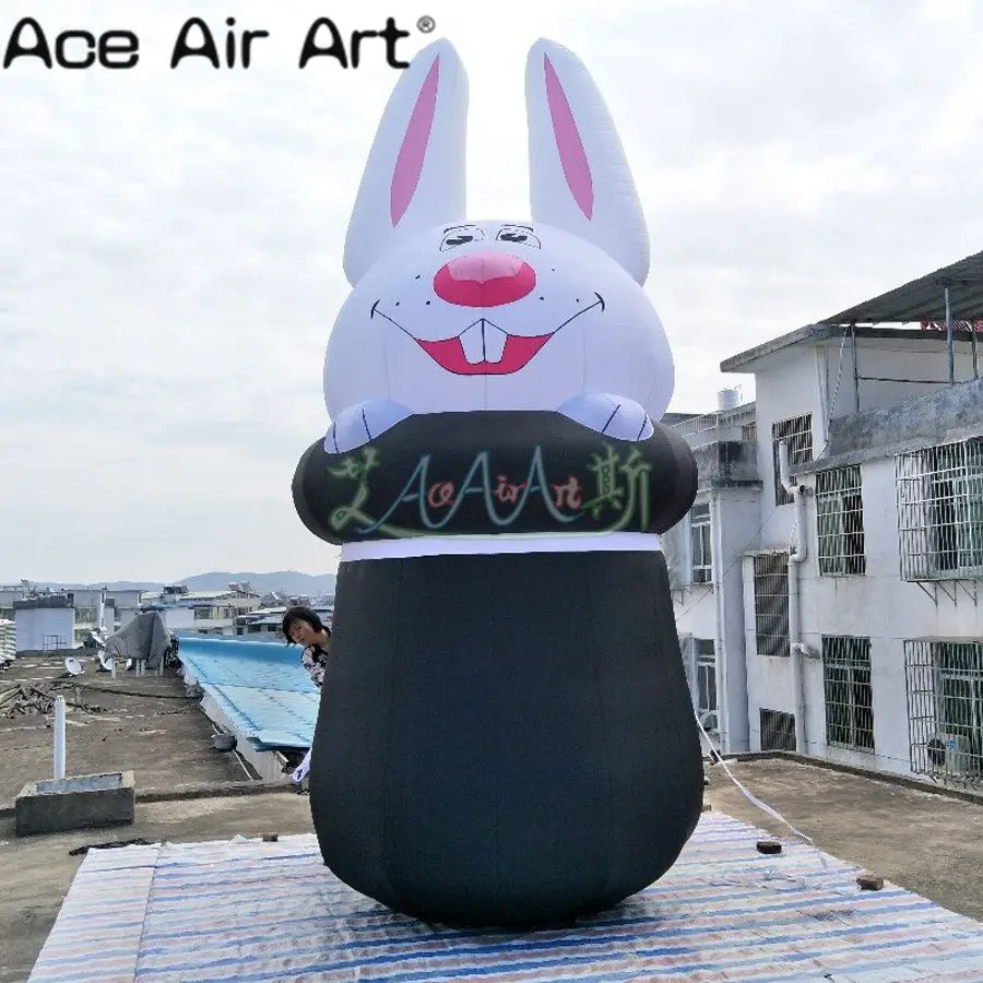 Giant Inflatable Easter Rabbit Sitting in a hat Lovely Bunny for Easter Day Decoration