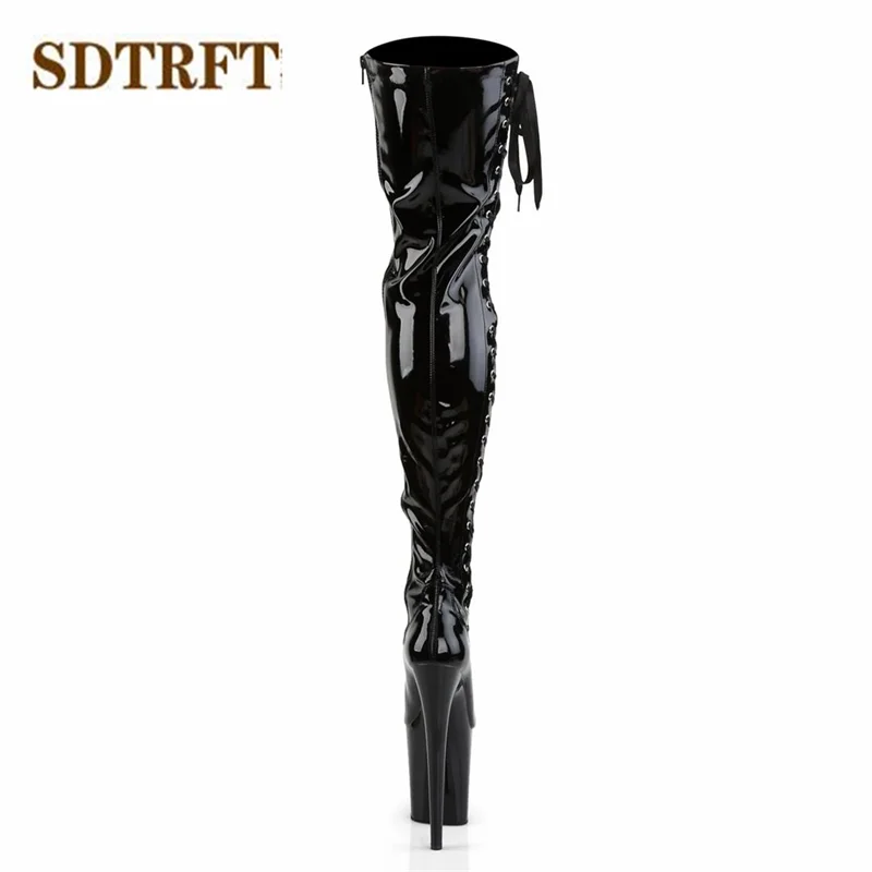 SDTRFT 20cm buty na cienkich wysokich obcasach na buty do kolan platformy unisex botas mujer panie pompy ślubne kobiety boczne zasznurować buty i