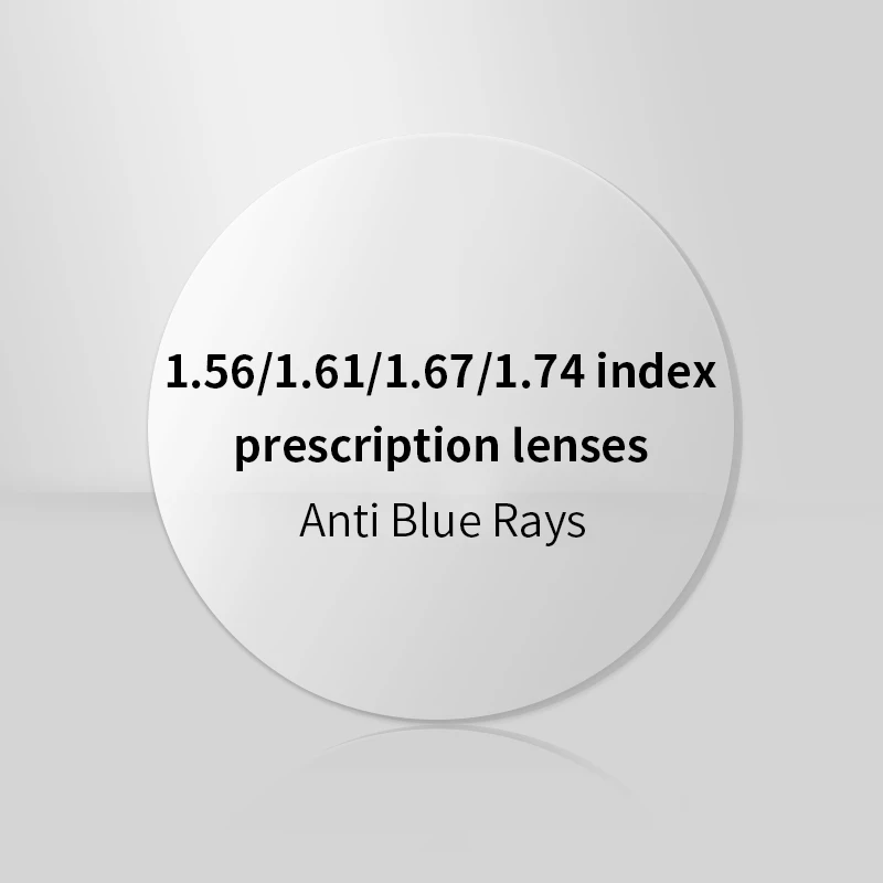 Lentes asféricas de resina antiluz azul, Lentes ópticas para miopía, hipermetropía y presbicia, 1,56, 1,61, 1,67, 1,74