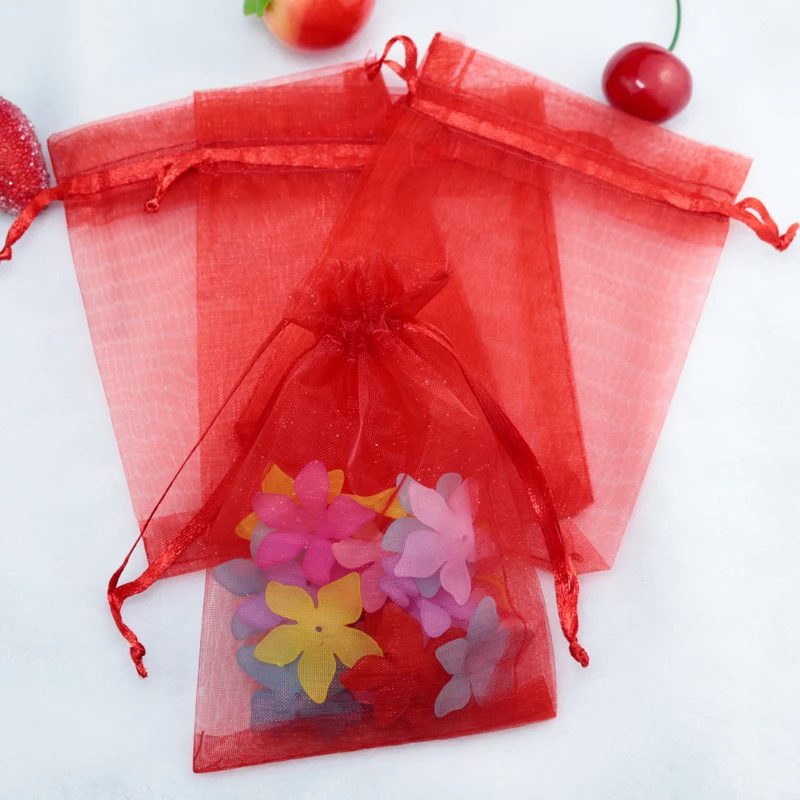 

50pcs 10x15cm Organza Bags Drawstring Jewelry Beads Earring Packaging Sheer Bag Custom Party Favour Gift Bags&Pouches