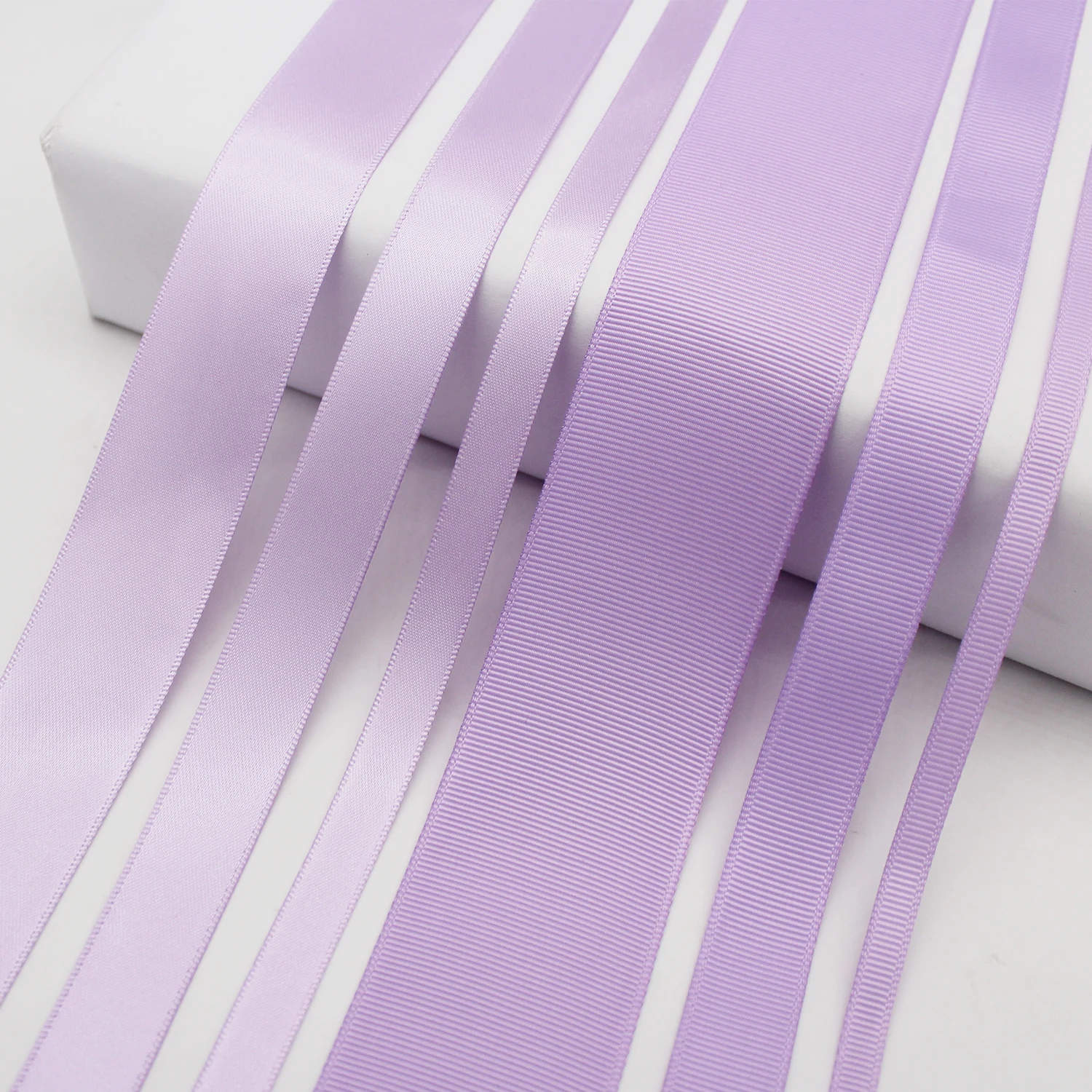 5 Meter/Lot Light Orchid Color Polyester Fabric Grosgrain Ribbon Light Purple Satin Ribbon Handmade Head Wear Crafts DIY Decor