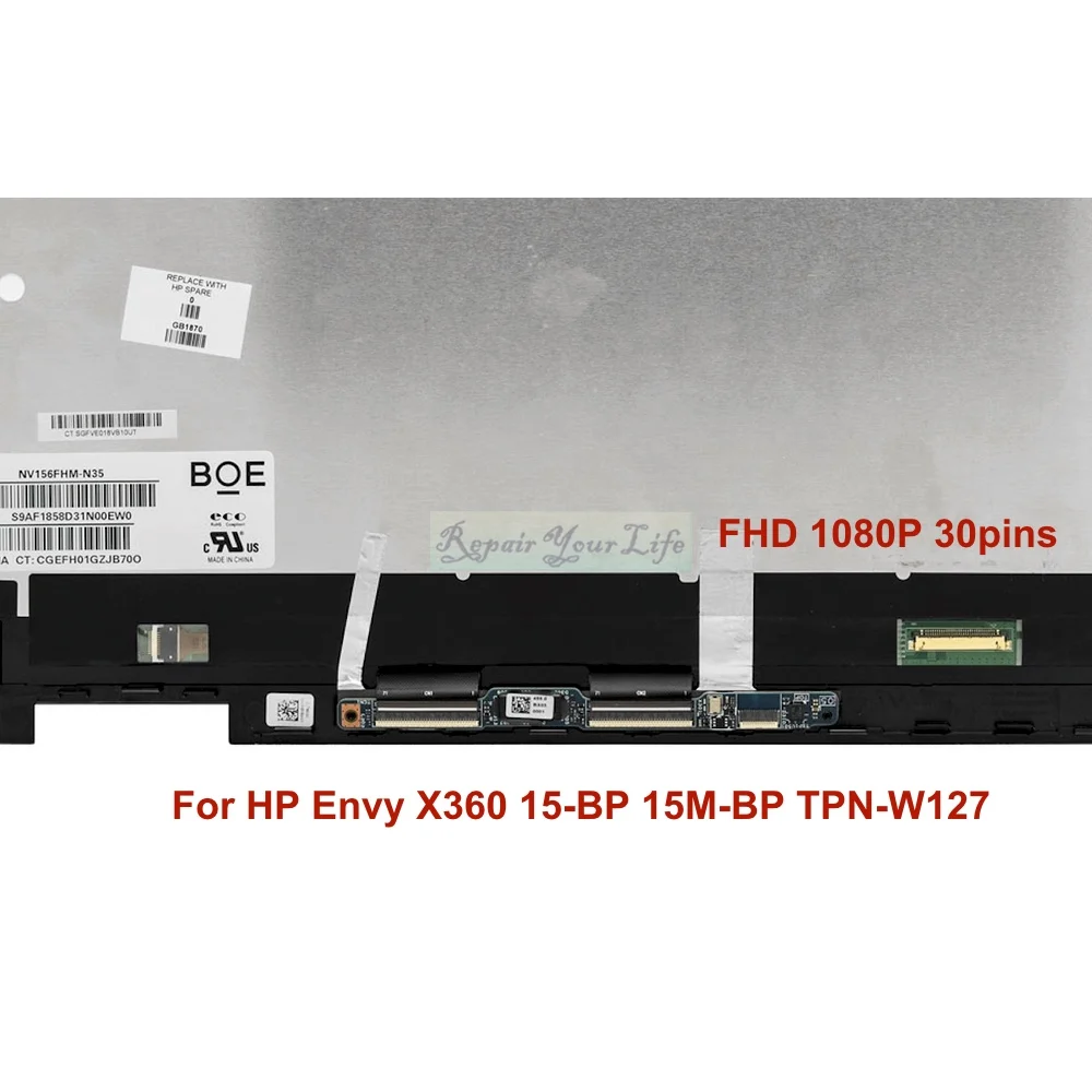 Imagem -04 - Matriz de Tela Lcd para Laptop 15.6 para hp Envy X360 15-bp 15m-bp 15-bp000 15-bp1xx Painel de Exibição Led com Digitalizador de Toque