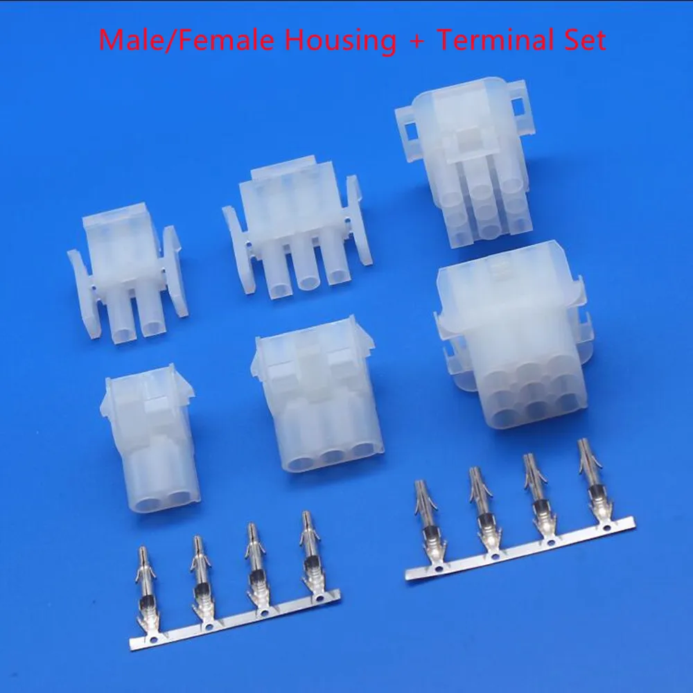 20Set/1Lot 63080 6.3mm Wire to Wire Connector Kits Male/Female Housing + Terminal Set  2 3 4 5 6 9P