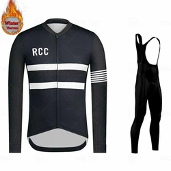 Thermal Fleece Cycling Clothing for Men, Jersey Suit, Outdoor Riding Bike Clothes, MTB Long Bib Pants Set, Warm, Winter