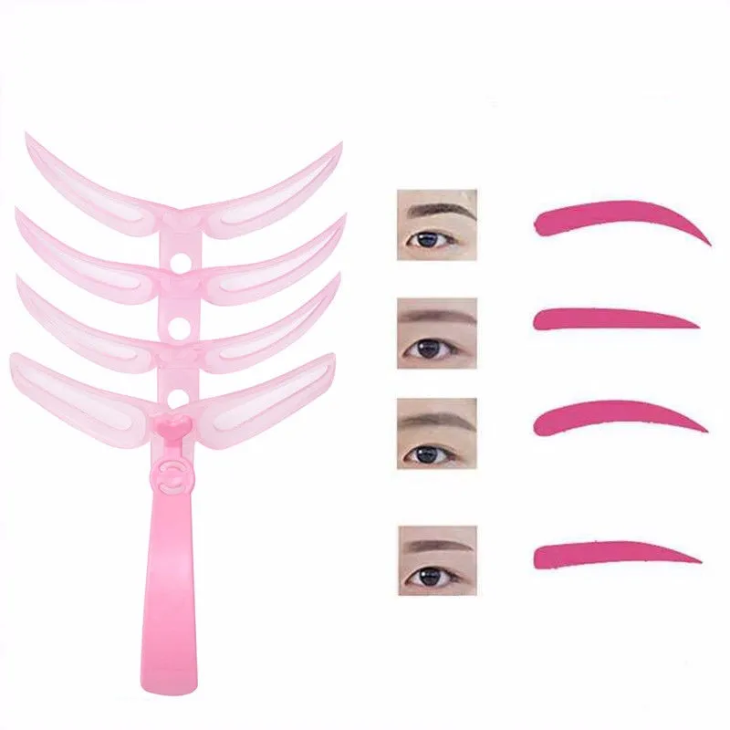 4 pz/set Facile Da usare Riutilizzabile Sopracciglio Che Modella la Definizione di Stencil Eye Brow Guida Template Sopracciglio Disegno Attrezzo di Trucco Accessori