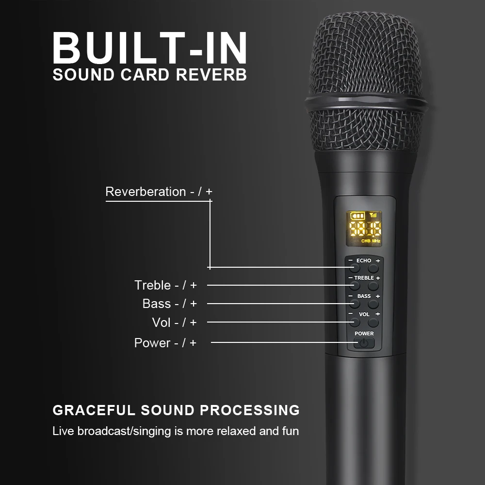ECHO Wireless Microphone G-MARK X333 Recording Karaoke Dynamic Mic Lithium Battery For Party Church Show Square Meeting